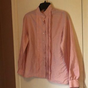 Peach/ pick light weight button down stress shirt